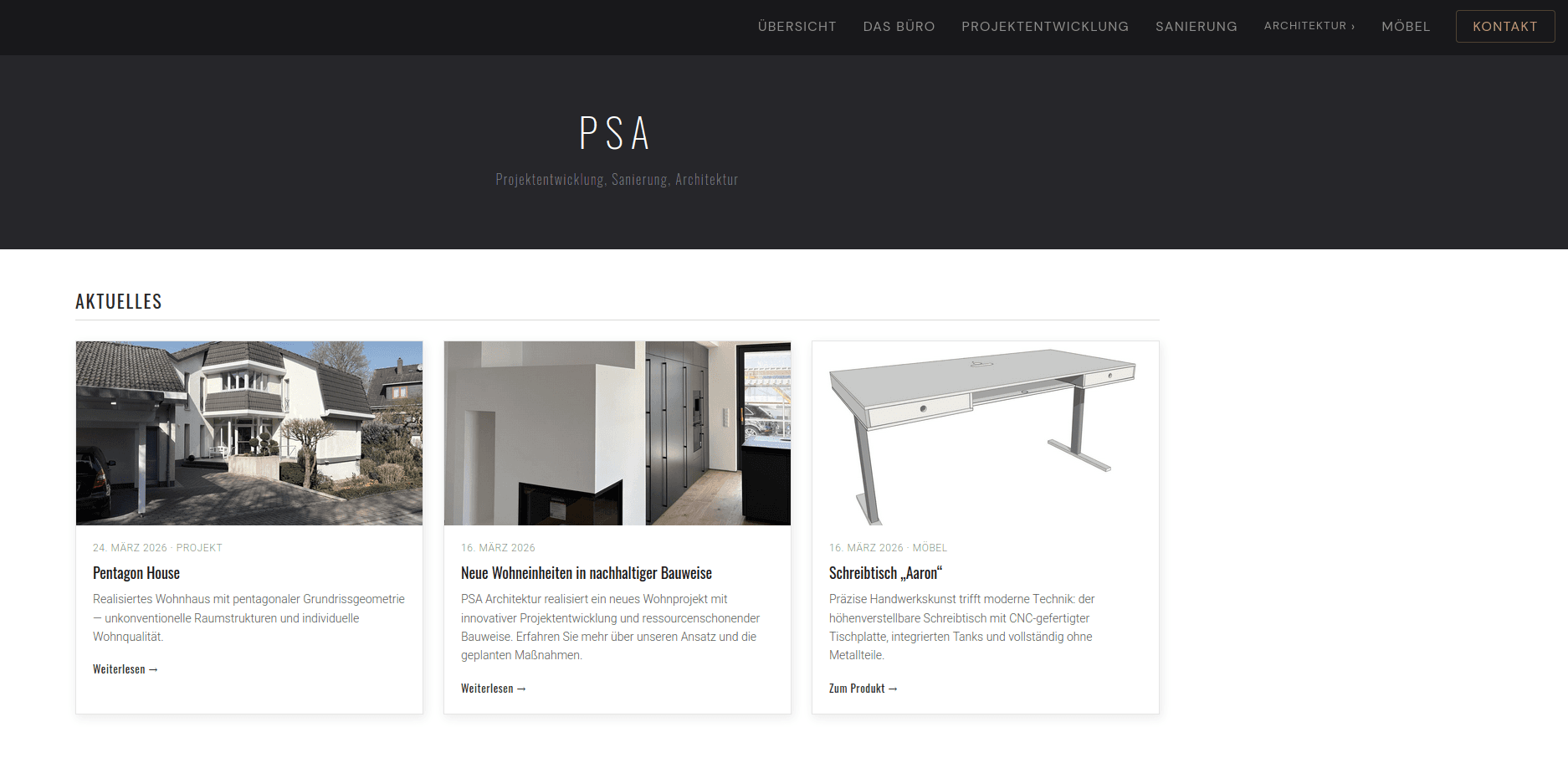 Screenshot von PSA Architektur