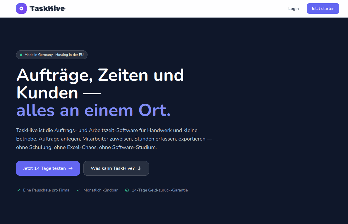 Screenshot von TaskHive
